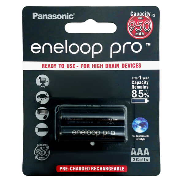باتری شارژی نیم قلمی پاناسونیک مدل eneloop-pro بسته دو عددی